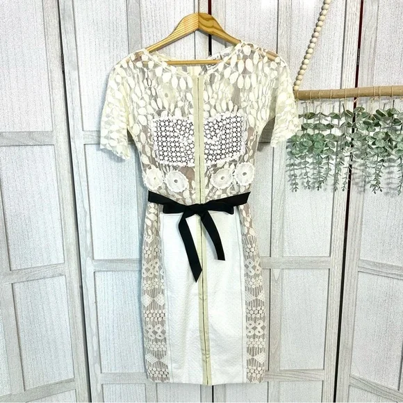 Anthropologie x Beguile by Byron Lars Carissima Sheath Dress Cream Ivory Lace 4P